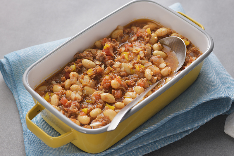 カレーの⾵味が⾷欲をそそる＜レンジでチリコンカン＞